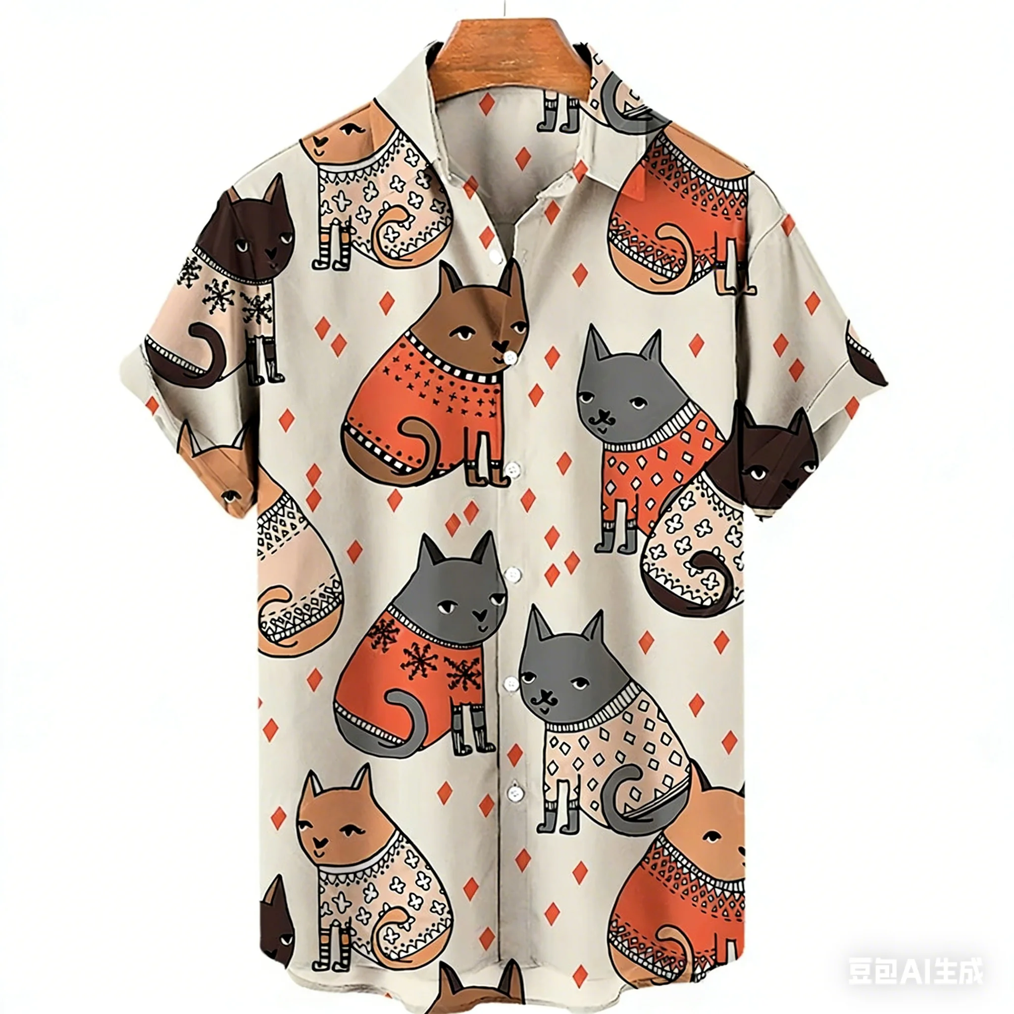 

Летние гавайские рубашки с 3D-принтом: модные пляжные блузки для мужчин и женщин, одежда с животными принтами (кошки)