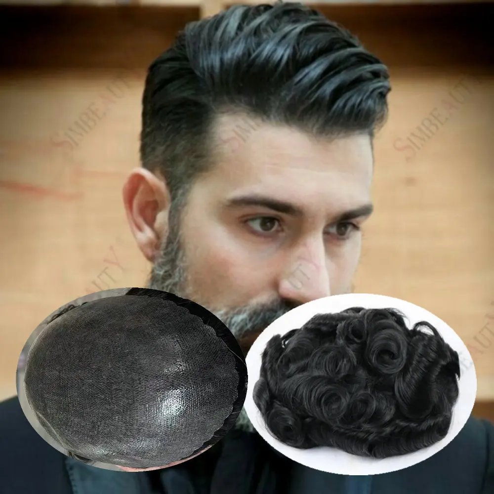 

Мужской парик-накладка Super Natural Hairline: темно-коричневый, блонд 1b80, серый, черный, из натуральных волос, незаметный, прочный, на тонкой коже, протез для волос