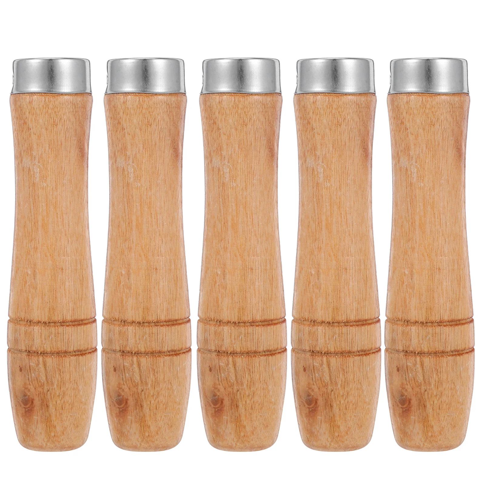 

5pcs Wooden File Handle Replacement 10-Inch Metal Collar For Hand Garden Diy Round Hole Universal Tool Handle