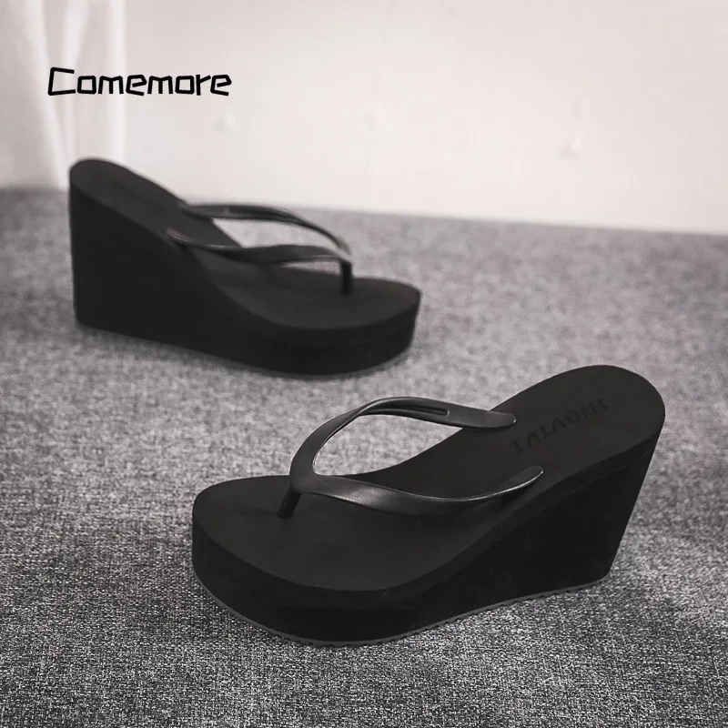 

Comemore High Heel Platform Women Beach Slippers Comfortable Ladies Summer Shoes Wedge Heels Sandals Flip-Flops Free Shipping 39