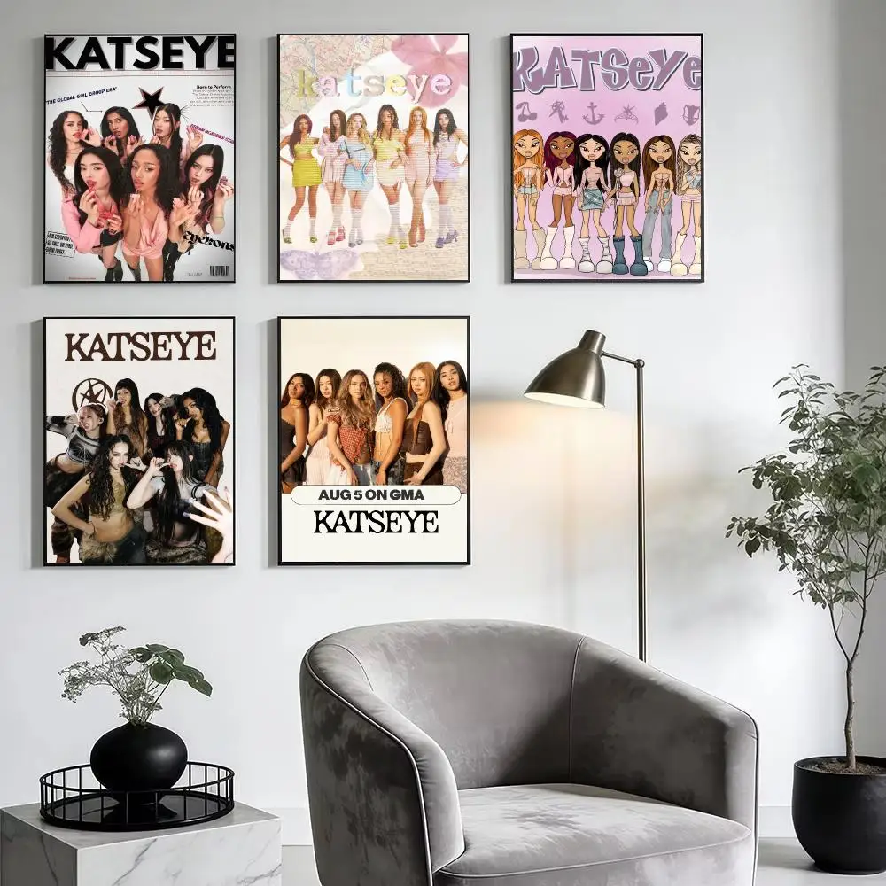 Pop Girl Group K-KATSEYE Poster Modern Minimalist Wall Art Prints for Home Decor Interior Bedroom Living Room