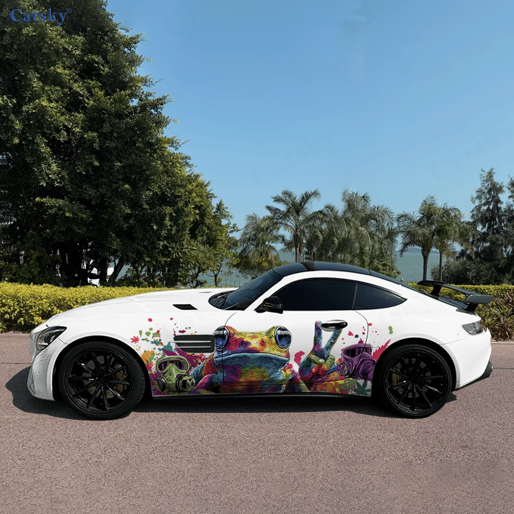 Colorful Ink Wash Frog Car Vinyl Wraps Decal Self-adhesive PVC Sticker Suitable for Trucks SUV Decoration Auto Accessories Gift