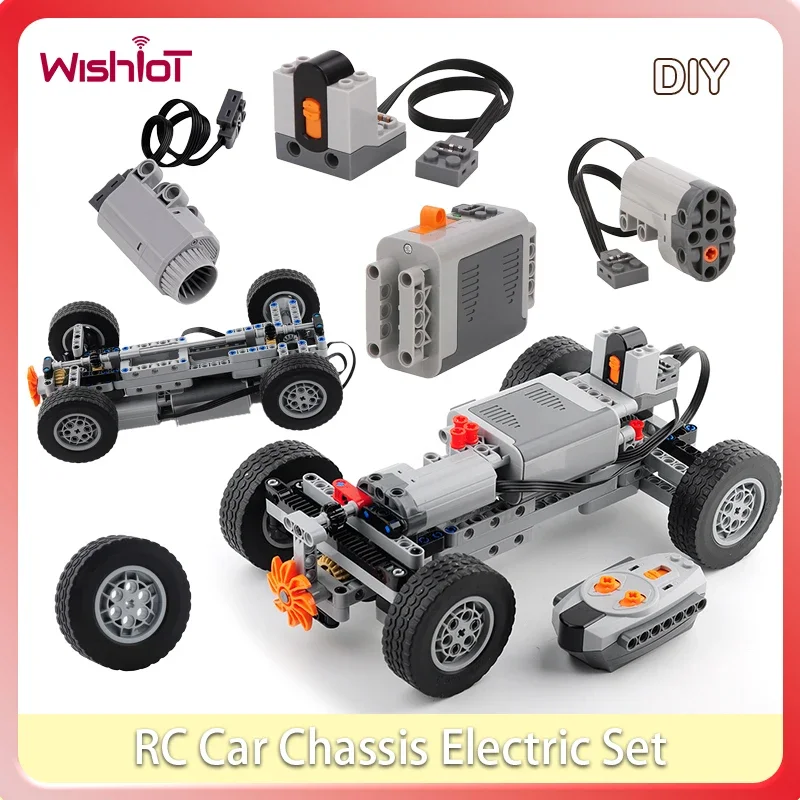 4WD Four-Wheel Drive Cars Electric Remote Vehicle Model Engine Motor Differential Gear MOC Technical Building Block Toys Gifts