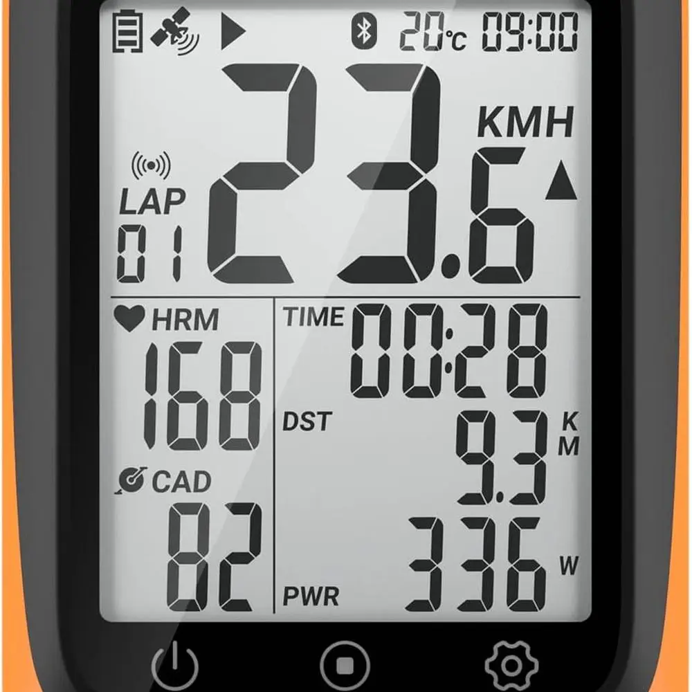 

Wireless GPS Cycling Computer with Bluetooth/ANT+, Waterproof Bike Tracker, 2.4 LCD, Auto-Backlit Speedometer