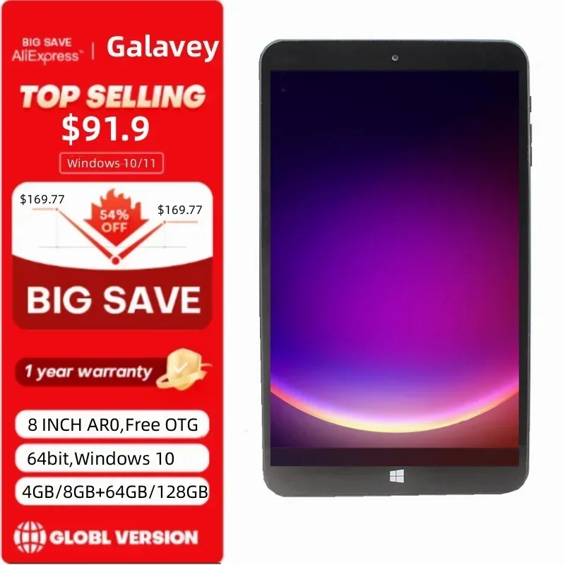 

Free OTG Cable 64bit 8 INCH AR0 Tablet 4GB/8GB RAM 64GB/128GB ROM 1280x800 IPS Windows 10 CPU Dual Camera Quad Core