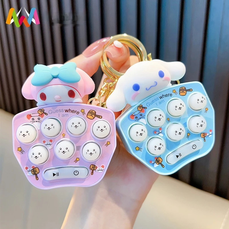 Sanrio Fun Mini Puzzle Palm Mouse Machine Keychain Cartoon Creative Game Machine Car Keychain Pendant Toy Small Gift