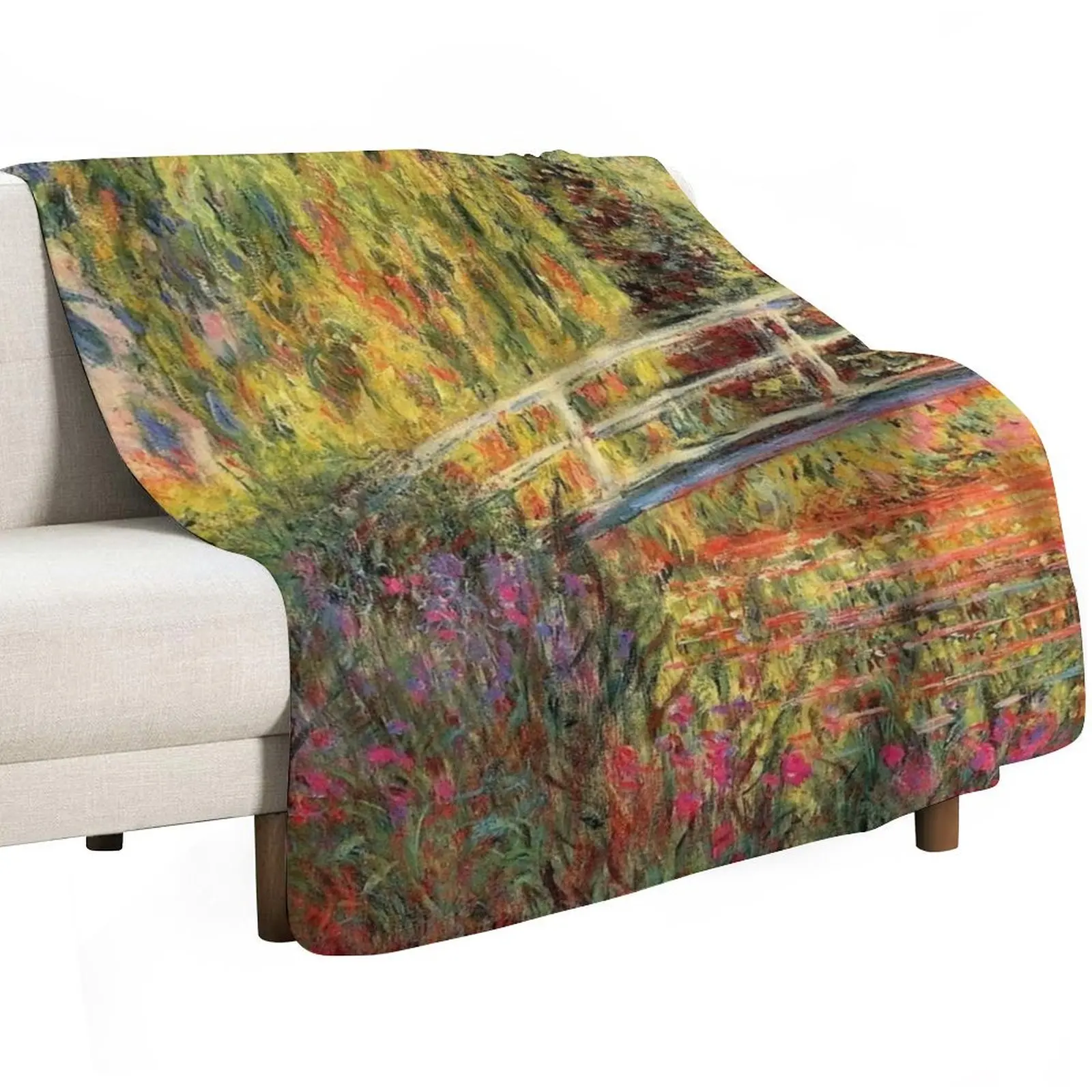 Monet The Japanese Bridge (The Water-Lily Pond, Water Irises) Throw Blanket Luxury Thicken Custom warm for winter Blankets