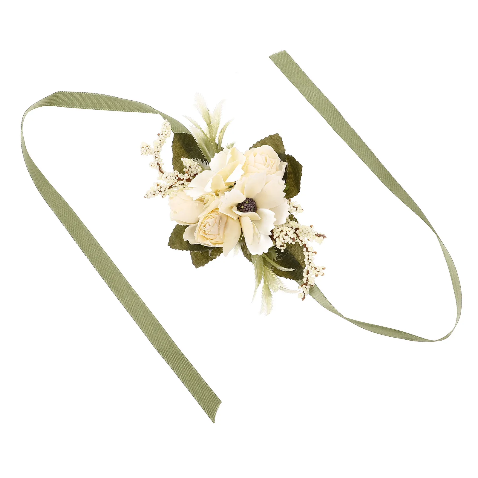 Exquisite Realistic Wrist Corsage for Bride Bridesmaid Wedding Fake Flower Bracelet Floral Wristband Rustic Bridal Decor Wrist