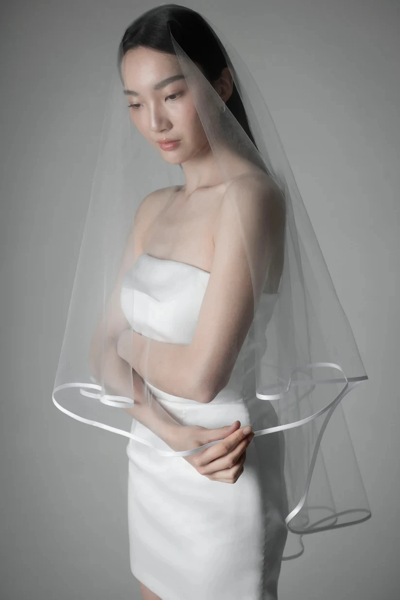150cm Satin Ribbon Edge Wedding Veils Wedding Accessories Bride Veils Bridal Headpiece