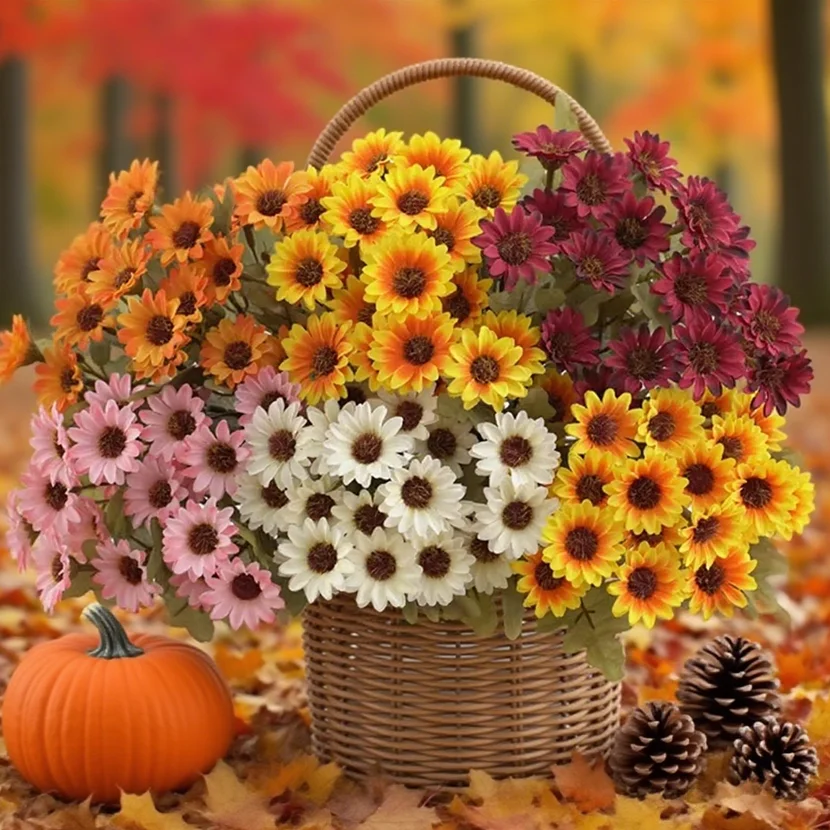 

10Pcs Artificial Flowers Silk Daisy Table Centerpieces Festival Wedding Room Home Decor Bonsai Yard Garden Arrangement Diy Gift