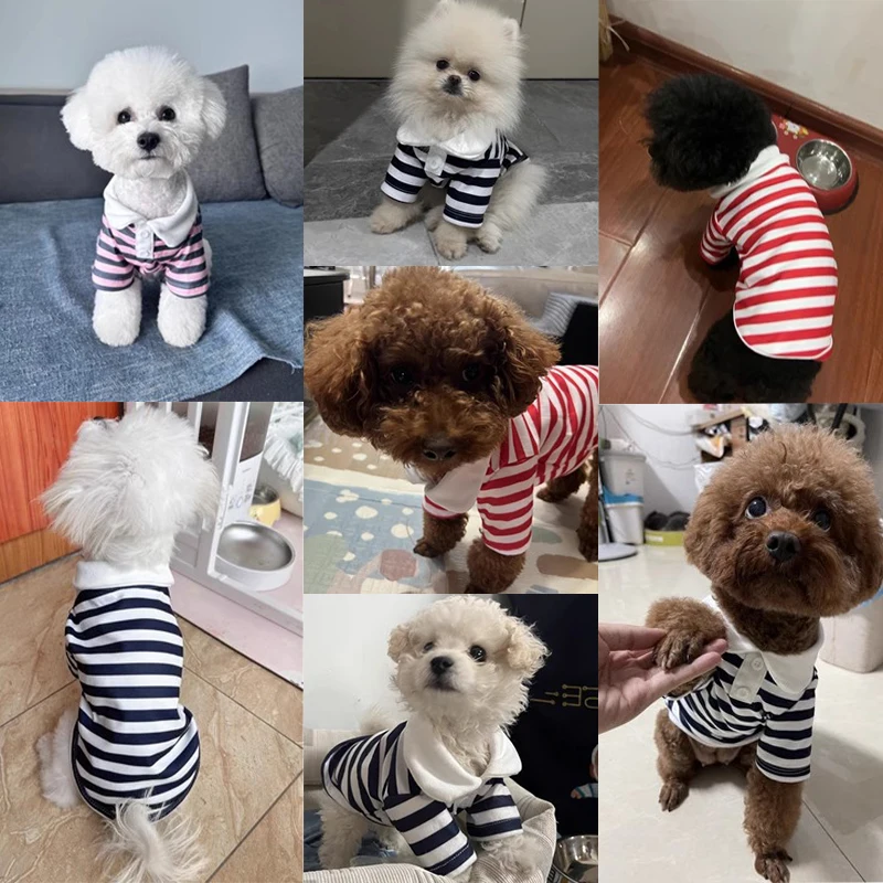 Summer Pet Shirts Fashion Simple Striped Vest Dogs Polo Shirts for Chihuahua Yorkshire Gentle Casual Cat Shirts Pet Clothes