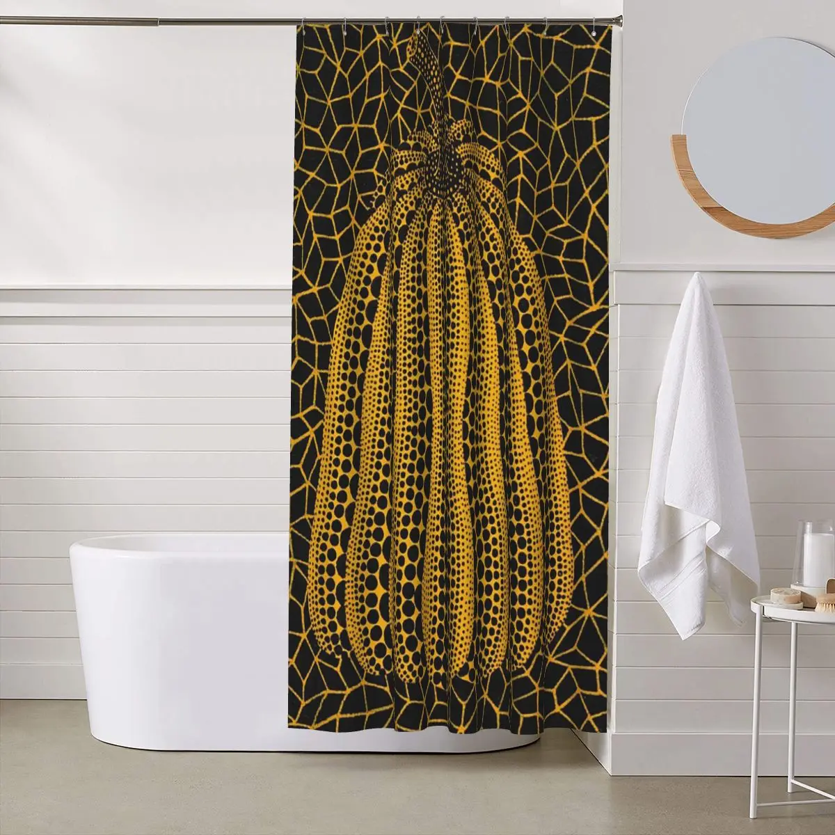 

Yayoi Kusama Abstract Painting Shower Curtain Bathroom Polyester Waterproof Bath Curtains with Hooks
