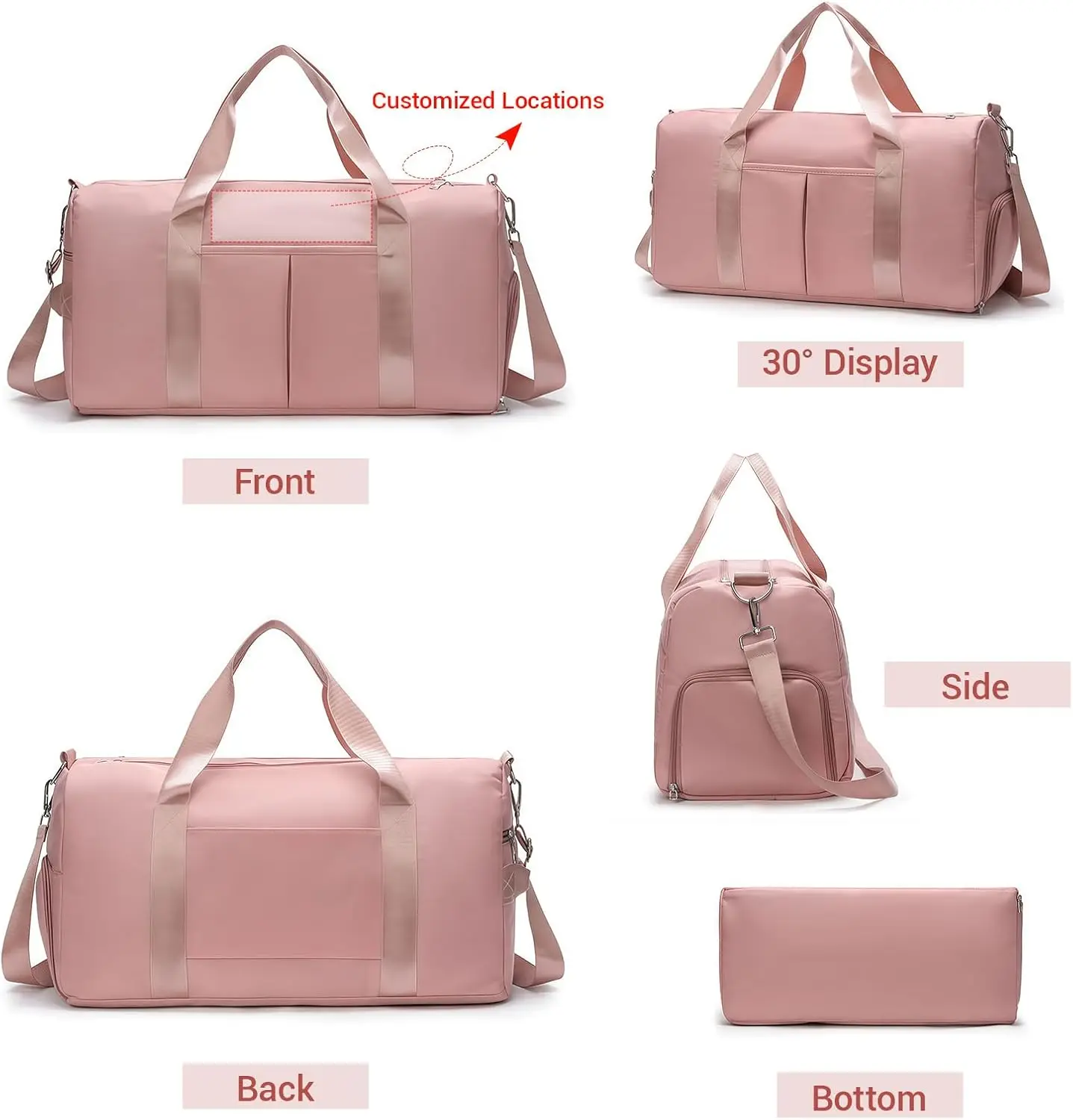 Custom Embroidered Travel Duffle Bags with Shoe Compartment, Large Capacity Oxford Gym Bag for Women or Men, Weekender Bags
