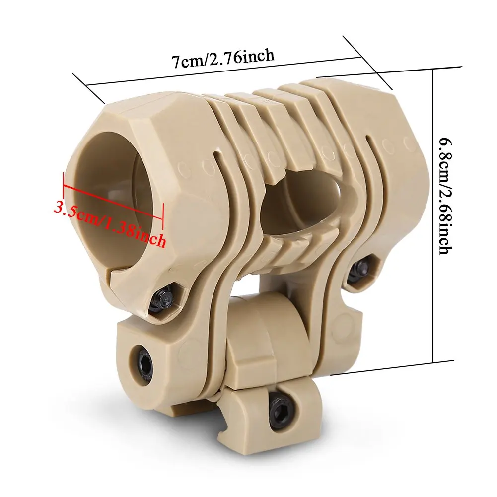 JOAXOR 25mm Diameter Led Flashlight Clip Tactical Helmet Accessories Mount Holder for 20mm Flashlight Rail With Wrench