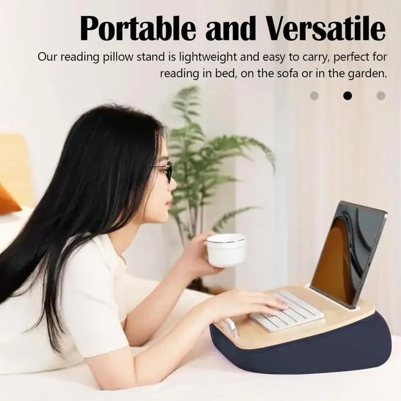 Soporte de almohada para libros, Beanbag de espuma suave, almohada para libros de lectura, ángulo de visión ajustable, soporte para tabletas y portátiles