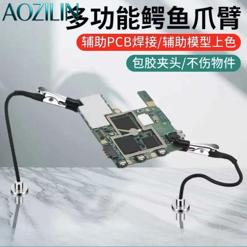AOZILINMulti‑function Helping Hand Soldering Fixture, Universal Arm Alligator Clip for PCB Phone Mainboard Repair Model Painting