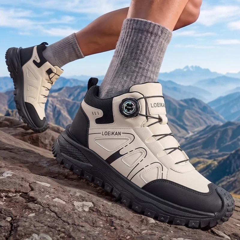 Unisex High-Top Freizeitsneaker mit Drehverschluss, Slip-On, dicker Sohle, modische Alltagsschuhe für Männer und Frauen – Detail 1