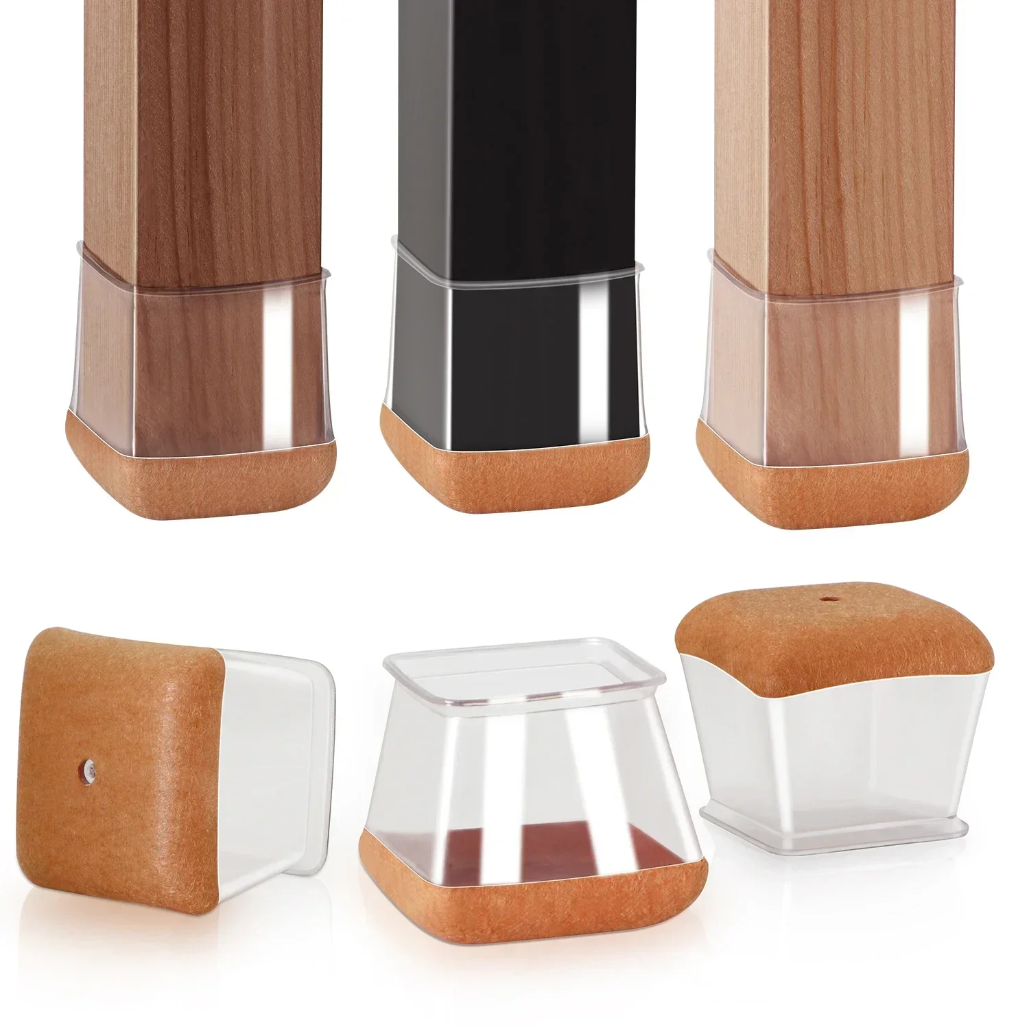 

24 шт. квадратных накладок на ножки стульев с войлочной основой, защита пола от стульев, войлочные подкладки для стульев, чехлы на ножки стульев