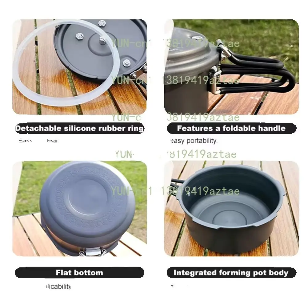 2L Portable Folding Pressure Cooker 80KPA Aluminum Alloy Plateau Stew Pot for Outdoor Cooking Camping Picnic