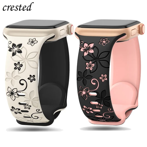 Correa grabada para Apple Watch Band 40mm 41mm 45mm 44mm 49mm 38mm Correa de silicona pulsera iwatch Series 9 8 7 6 5 4 SE Ultra 2