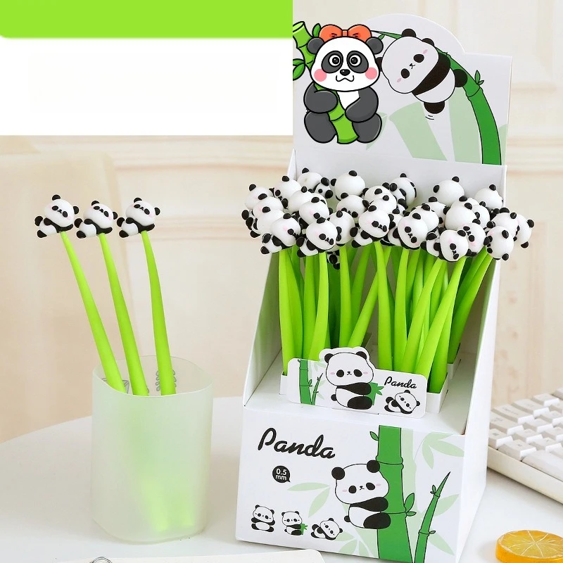 

48 Pcs with Box Panda Shake 0.5mm Neutral Pens Student Gift Cute Soft Creative Stationery Prize Cartoon Writing Supplies