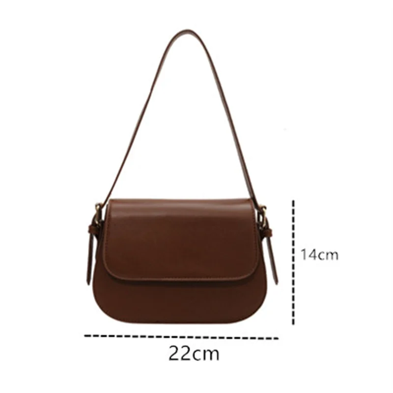 2022 New Trend New Simple Women\'s Fashion Handbags Retro Solid Color PU Leather Shoulder Underarm Bag Casual Women Handbags