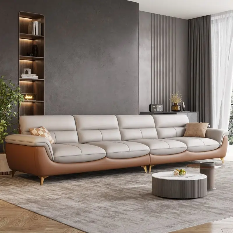 Nordic sofa small apartment large apartment suitable for the first floor three-seat four-seat straight row sofa with sponge fill
