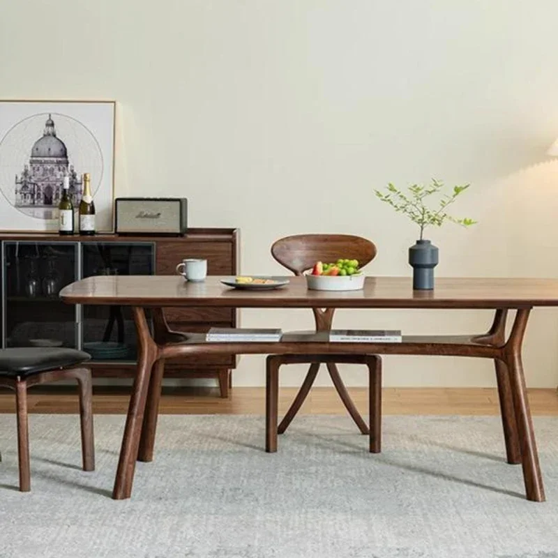Black Walnut Dining Table Light Rectangular Worktable Restaurant Tea