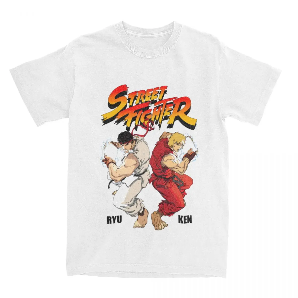 Men Women\'s Street Fighter Ken Vs Ryu T Shirts Merchandise Games 100% Cotton Clothing Funny ONeck Tee Shirt Gift Idea T-Shirts