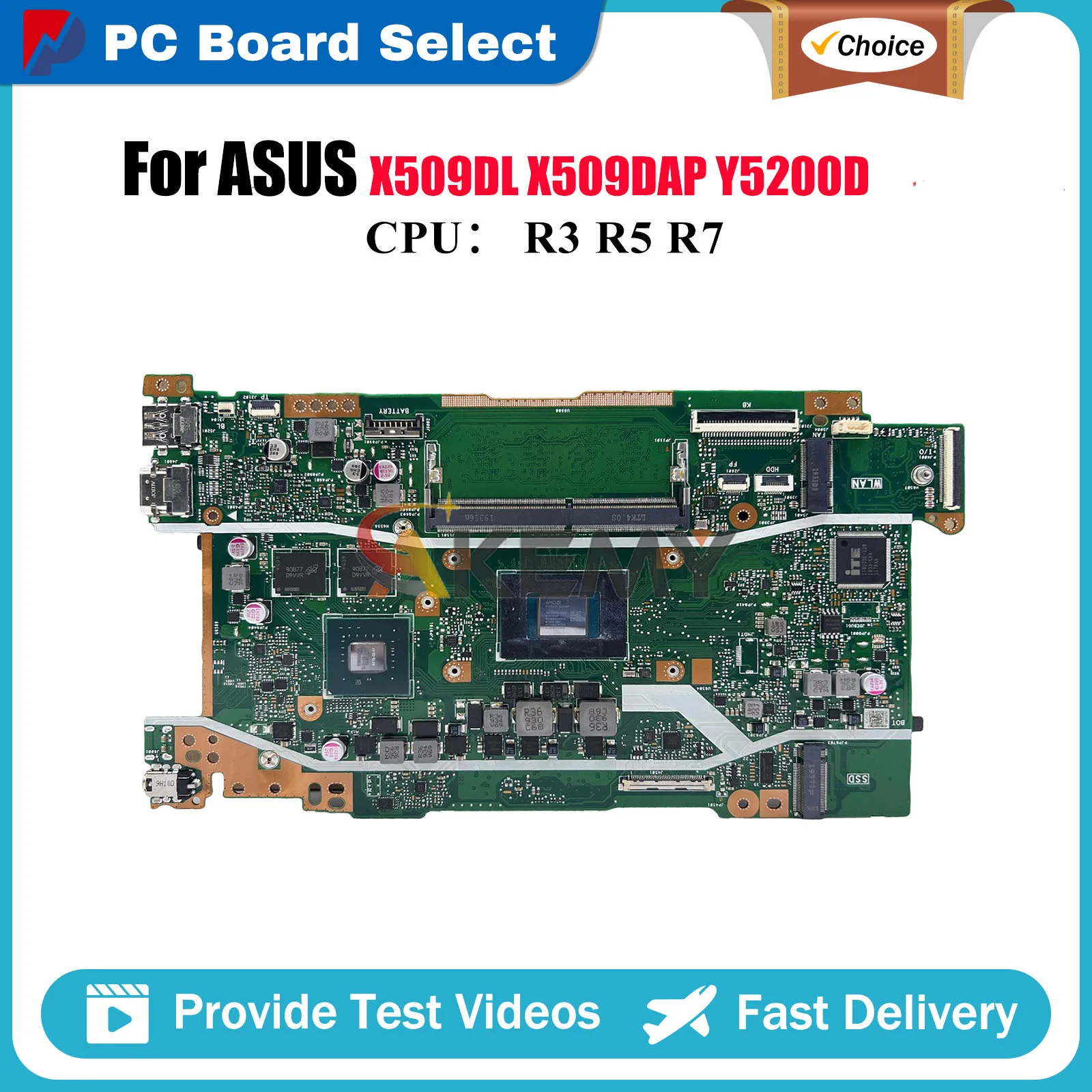 

X509DJ Материнская плата для ноутбука ASUS FL8700DA M409D D509D Y5200D D409D X509D X509DAP X509DL M509D P1510CDA Материнская плата R3 R5 R7 CPU
