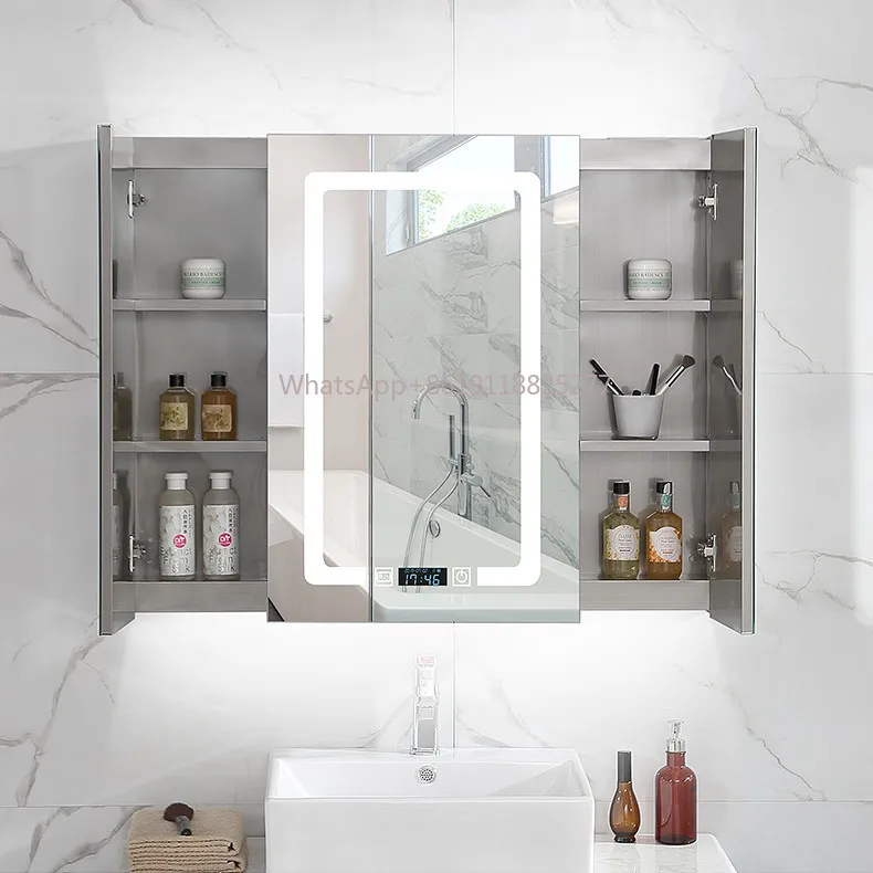 Cabinet Storage Stainless Steel Mirror Cabinets Fashion Modern Type Wall Mounted Bathroom Led Mirror