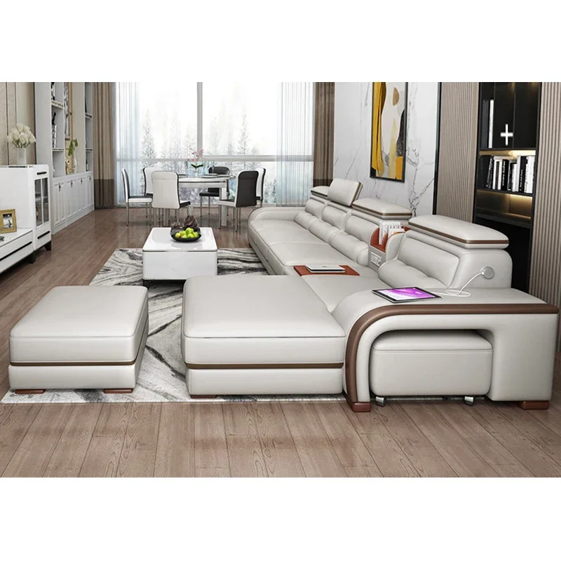

A Foshan High Quality Large L Shaped Corner Sofa Set Home Furniture Modern Luxury Modular Living Room Big Sectional Leather Sofa