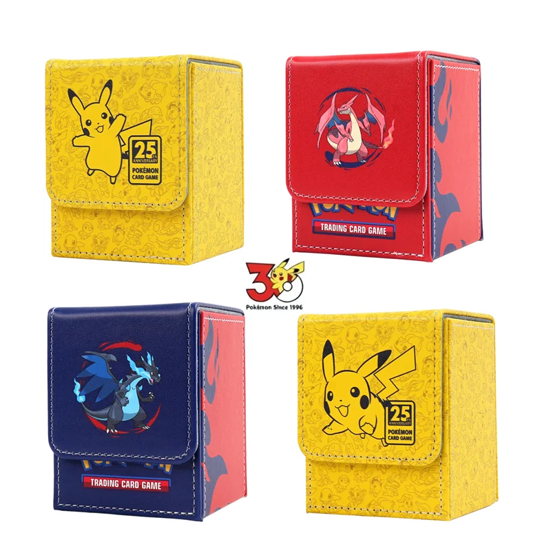 Caixa de Armazenamento para Cartas Pokémon Master Ball, Protetora, 25º Aniversário, Coleção de Cartas Charizard Master Ball TCG, Grande Capacidade para 100+ Cartas