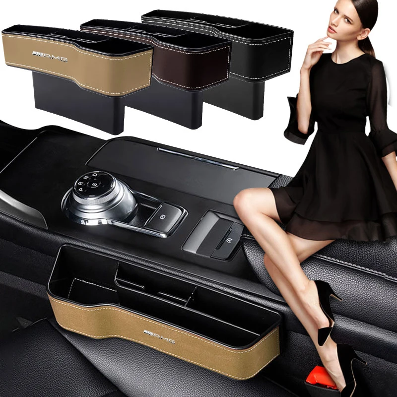 

AMG Multifunctional Badge Car Seat Crevice Storage Box Seat Gap Slit Pocket Manager For Mercedes Benz W204 C200 W205 W213 W211