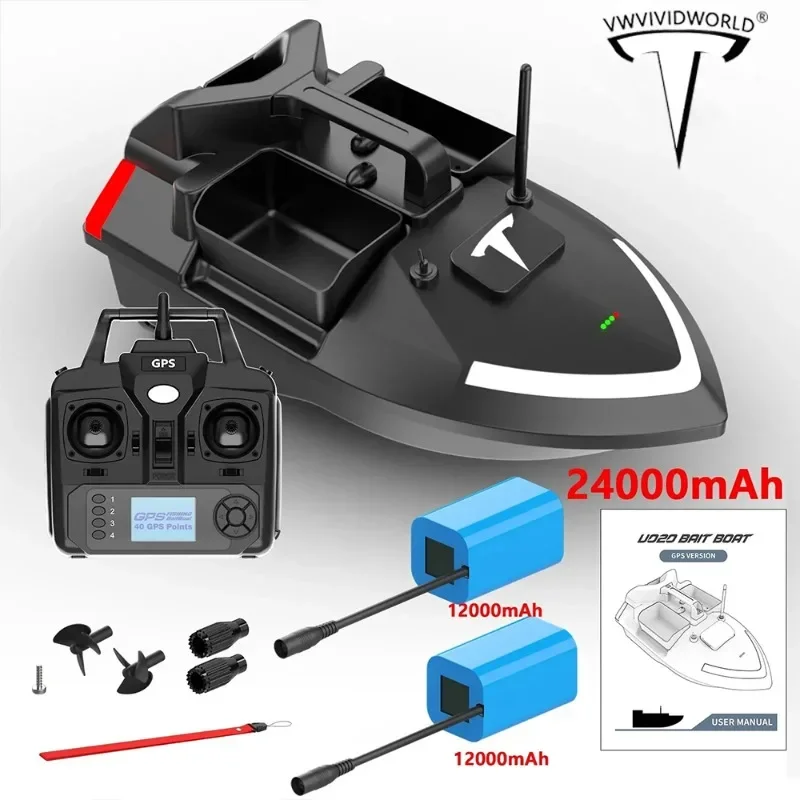 

VWVIVIDWORLD ,24000mAh,40GPS ,RC Fishing Bait Boat,2KG Loading ,500M ,Night Light ,Cruise/Return/Route Correction,VX