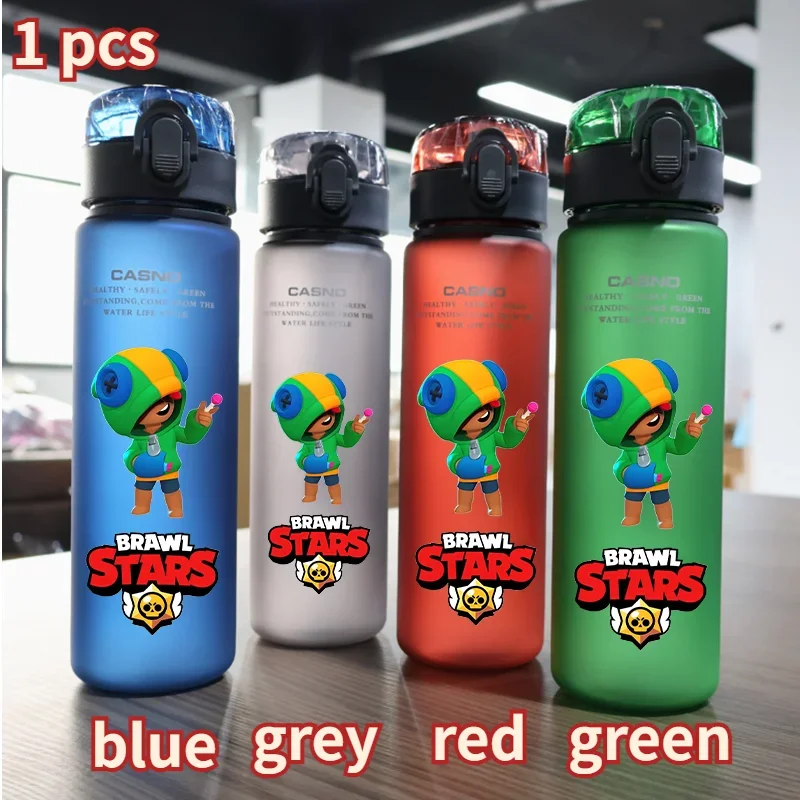 560Ml Game Stars Figure Water Cup Student Outdoor Fitness Draagbare Grote Plastic Sportbeker Leon Spike Print Kraaienfles Kid Cadeau