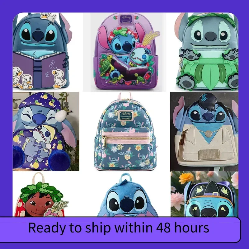 

Loungefly Disney 2025 In Stock Stitch Mini Travel Backpack Cute Cartoon Character Lady Bag Student For Kids Birthdday Gift