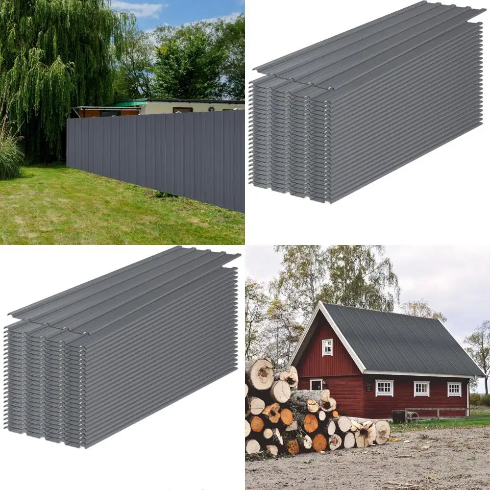 

Оцинкованные стальные гофрированные кровельные панели, 10 штук в упаковке, 60.63 x 16.77, серые, усиленные, для беседок и уличных конструкций