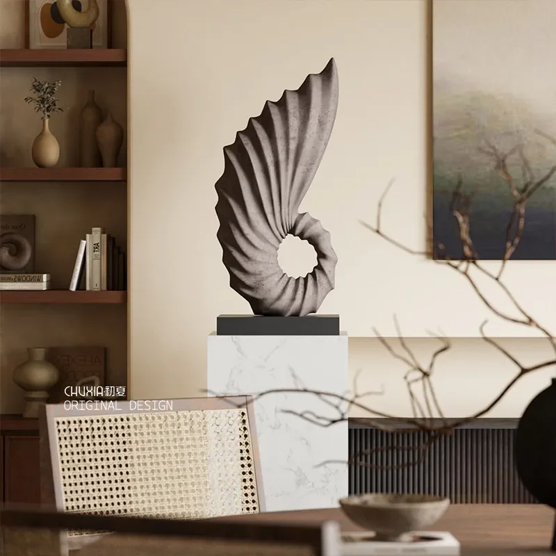Art conch sculpture floor-to-ceiling ornament hotel staircase model room living room decoration
