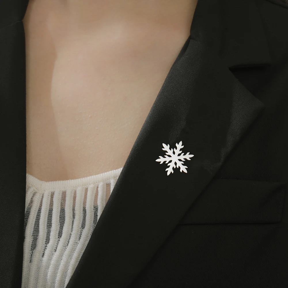 Dawapara عيد الميلاد ندفة الثلج بروش زهرة الثلج التلبيب دبوس مجوهرات من صلب لا يصدأ اكسسوارات الشتاء هدية عيد الميلاد #2