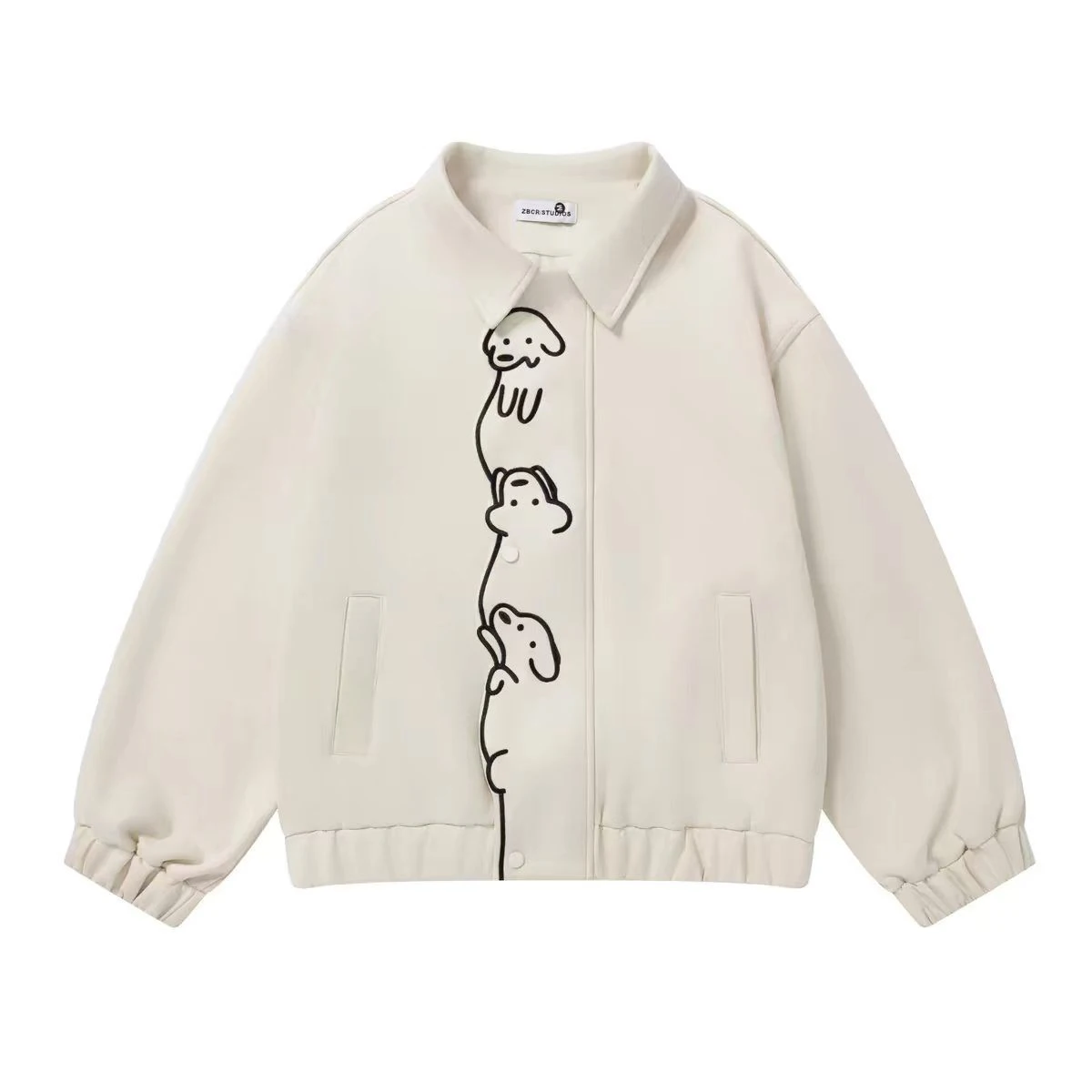 

Spring 2026 Fun Puppy Embroidered Jacket Women's New Loose Casual Versatile Top Trendy Women's Clothing
