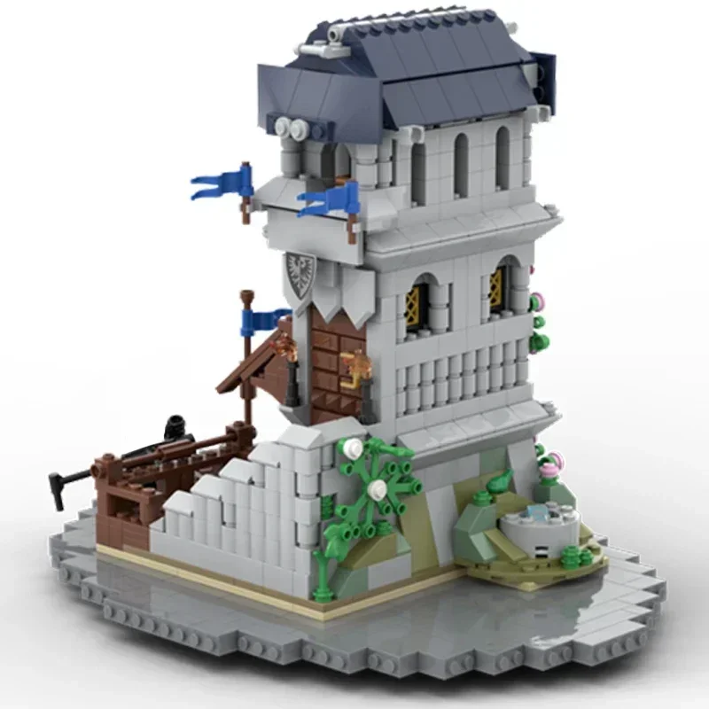 ปราสาทยุคกลางรุ่น Moc อาคารอิฐสีดํา Falcon Lake Outpost เทคโนโลยีบล็อกของขวัญของเล่นคริสต์มาส DIY ชุดประกอบ