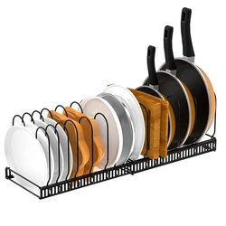 Adjustable Cookware Storage Rack Kitchen Accessories Pan Pot Storage Organizer Multi-Functional Dish Bowl Drying Shelf