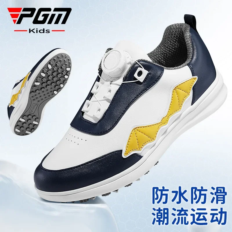 

PGM Golf Children's Shoes Youth Sports Shoes Knob Laces for Boys and Girls Waterproof and Anti Sideslip