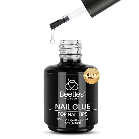 Beetles 15ml 9 in 1 UV Gel Nail Glue for Acrylic Tips, Clear Press On Nails, Base Coat and Blooming Nail Art Gel