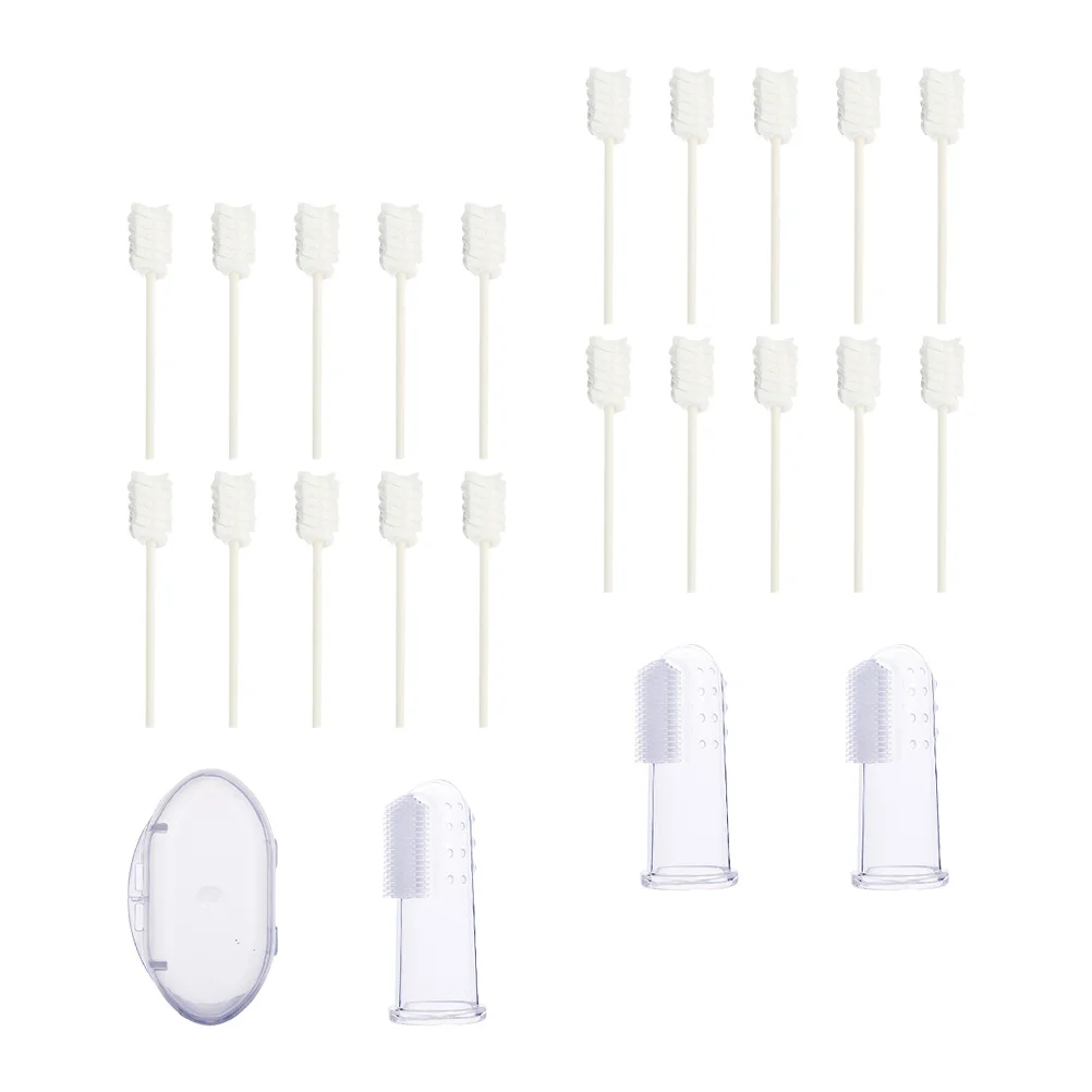 

1Set Infant Tongue Cleaner Disposable Baby Oral Care Brush Soft Silicone Finger Toothbrush Gauze for Milk Stain Removal