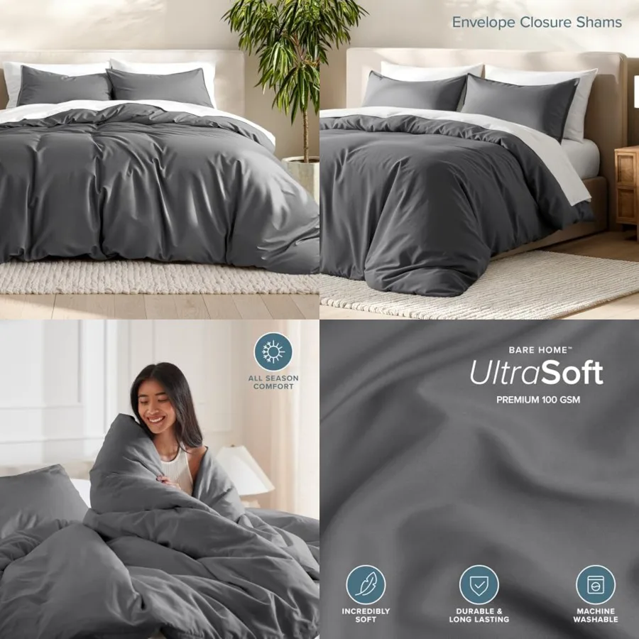

Bedding Duvet Cover Size Premium 00 Super Soft Collection Lightweight, Cooling - Soft Breathable Bedding Duvet Cover,Grey
