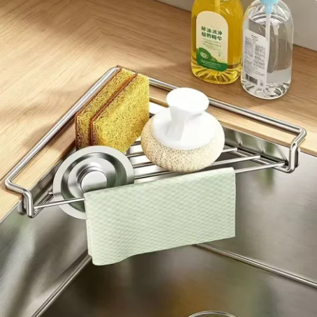 1 Stück Edelstahl Küchenspülbecken-Organizer Multifunktionaler Armaturen-Schwamm-Abtropfkorb für Spüllappen und Scheuerschwämme Aufbewahrungsregal