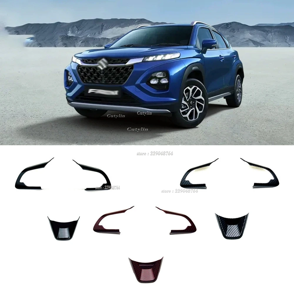 For Suzuki Fronx WDB3S WEB3S 2024 2025 2026 ABS Black Car Steering Wheel Trim Control Button Frame Cover Interior Accessories