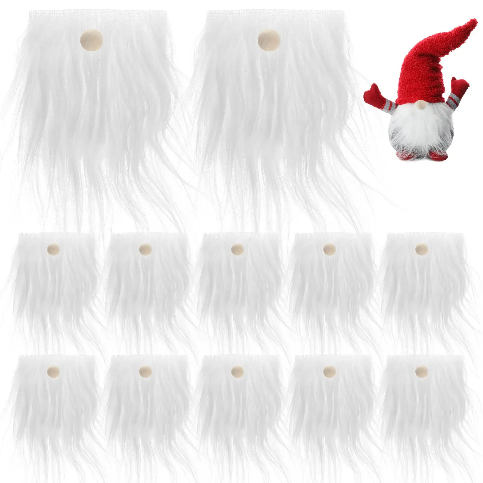 Pre-Cut Gnome Beard Faux Fur Dwarf Beard Handmade Wooden Balls Unfinished DIY Faux Fabric Fake Beards Suite Easter Christmas